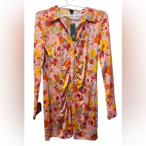 NWT Wild Fable Floral Long Sleeve Button-Up Dress